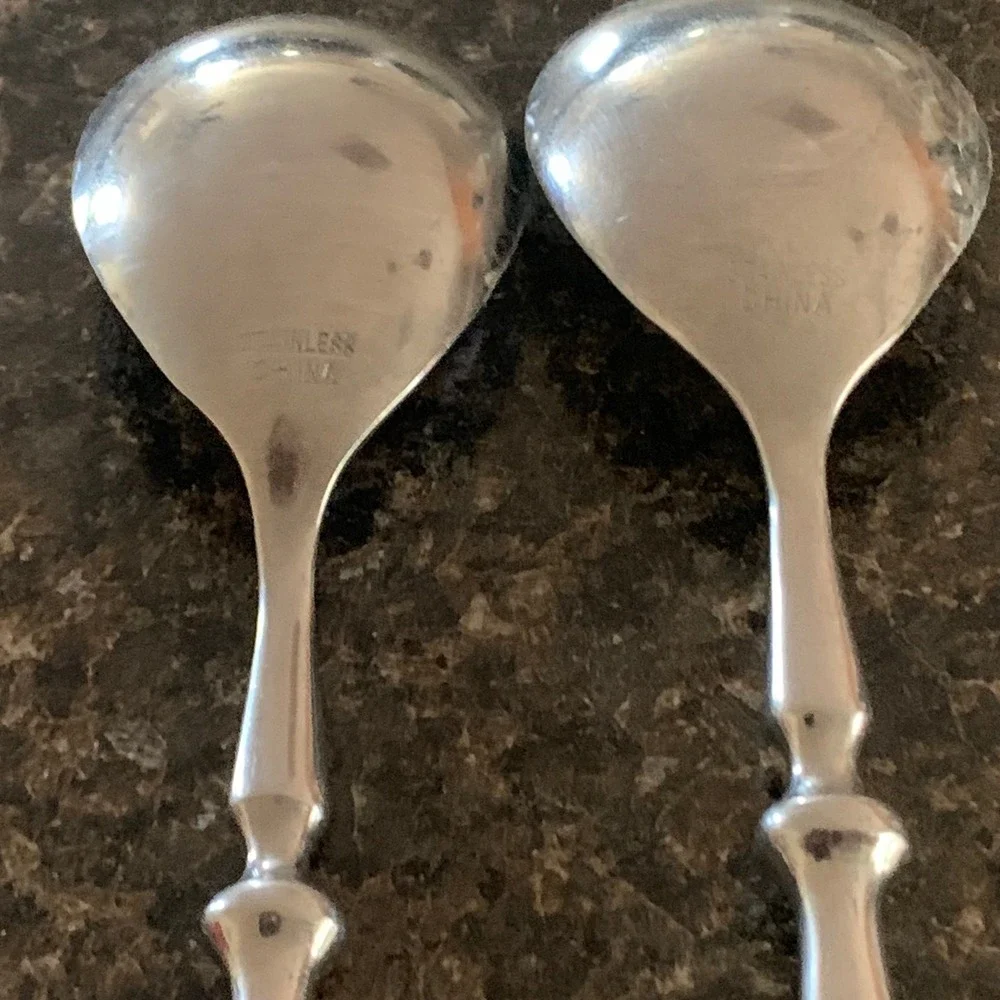 Hampton Silversmiths BISTRO BLACK Large Spoons Serving  or Soup Spoons of 2